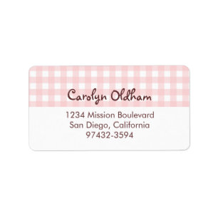 Sweet charming pink gingham return or mailing label