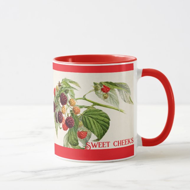 Sweet Cheeks Vintage Raspberry Personalised Mug (Right)