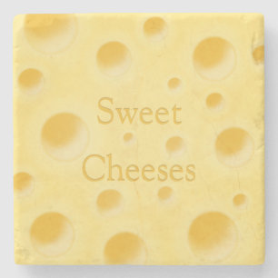 "Sweet Cheese" in Customizable Whimsical Cheese Stone Coaster