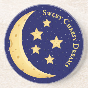 Sweet Cheesy Dreams Cute Moon & Stars Personalized Coaster