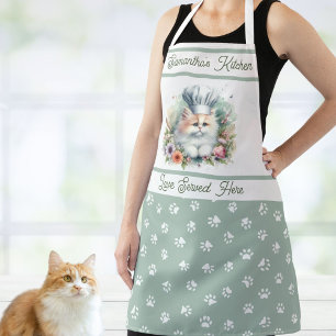 Sweet Chef Cat Hat Personalised Kitchen Pawprints Apron