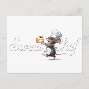 "Sweet Chef" Mouse Logo Illustration Holiday Postcard