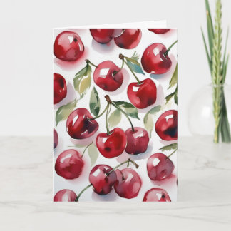 Sweet cherries colorful watercolor cherry art card