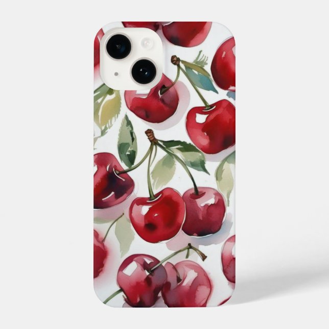 Sweet cherries colorful watercolor cherry art  iPhone case (Back)