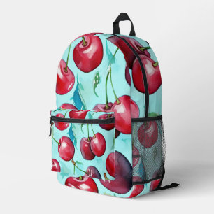 Sweet cherries colourful watercolor cherry art printed backpack
