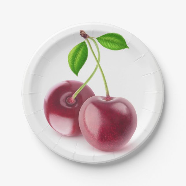 Sweet cherries paper plate (Front)