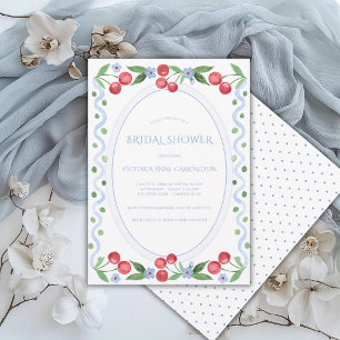 Sweet Cherries Whimsical Vintage Bridal Shower Invitation