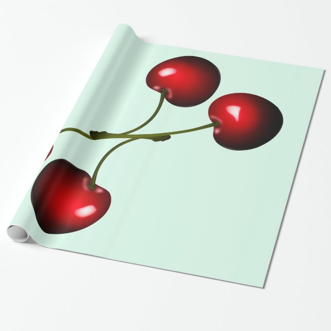 Sweet Cherries Wrapping Paper - Choose Colour (Unrolled)