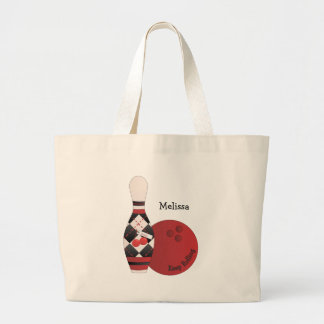 Sweet Cherry Argyle Bowling Design Large Tote Bag