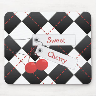 Sweet Cherry Argyle Mouse Mat