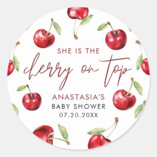 Sweet Cherry Baby Shower Classic Round Sticker