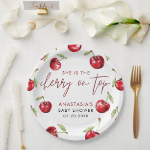 Sweet Cherry Baby Shower Paper Plate