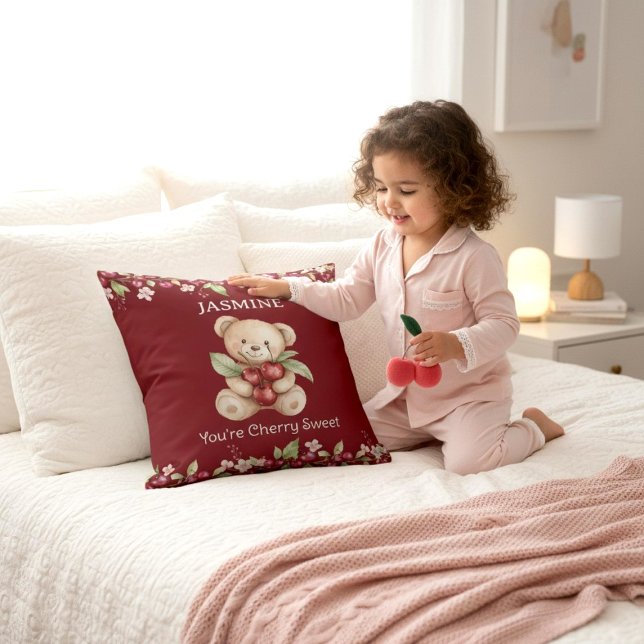 Sweet Cherry Bear Name Pillow (Creator Uploaded)
