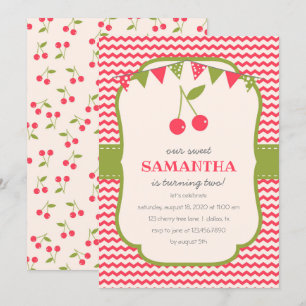 Sweet Cherry Birthday Party Invitation
