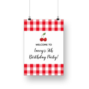 Sweet Cherry Birthday Party Welcome Poster