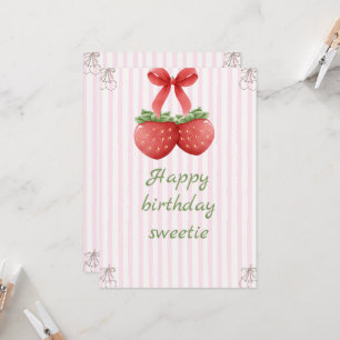 Sweet Cherry Birthday – Pink & White Elegance Invitation