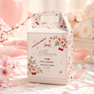 Sweet Cherry Blossom 1st Birthday girl Party Favour Box