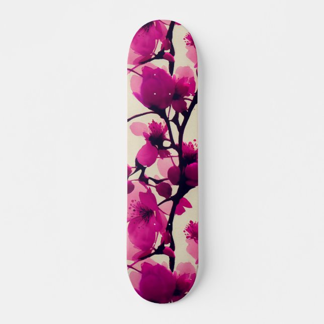 Sweet cherry blossoms pattern skateboard (Front)