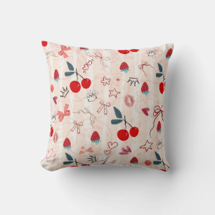 Sweet Cherry Bows and Stars Aesthetic Design Cushion