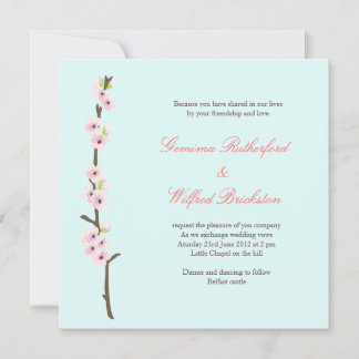 Sweet Cherry Branch on pale blue Invitation