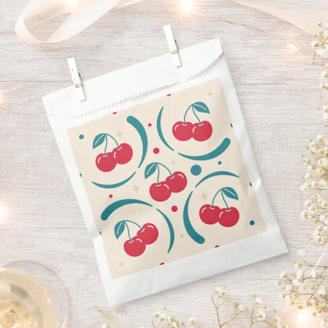 Sweet Cherry Bridal Shower Retro Pattern  Favour  Bags (Clipped)