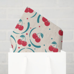 Sweet Cherry Bridal Shower Retro Pattern   Tissue Paper