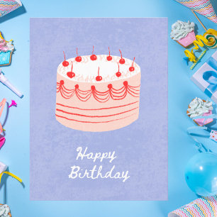 Sweet Cherry Cake Birthday Postcard