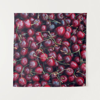 Sweet cherry close up top view background tapestry
