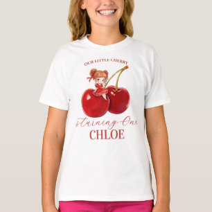 Sweet Cherry Coquette Ribbon Birthday Pink Girl T-Shirt