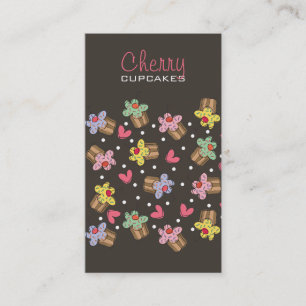 Sweet Cherry Cupcakes Confectionery Bakery Cute Business Card