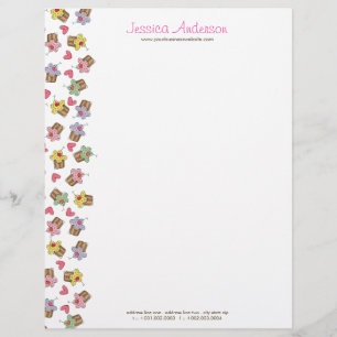 Sweet Cherry Cupcakes Confectionery Bakery Cute Customised Letterhead