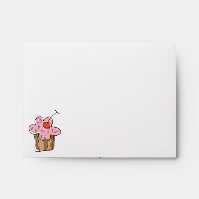 Sweet Cherry Cupcakes Confectionery Bakery Cute Envelope (Front)