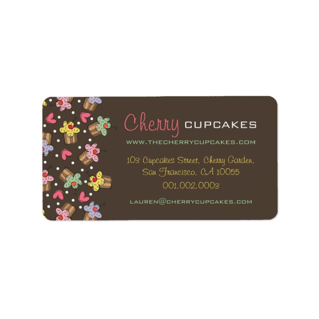 Sweet Cherry Cupcakes Confectionery Bakery Cute Label (Front)