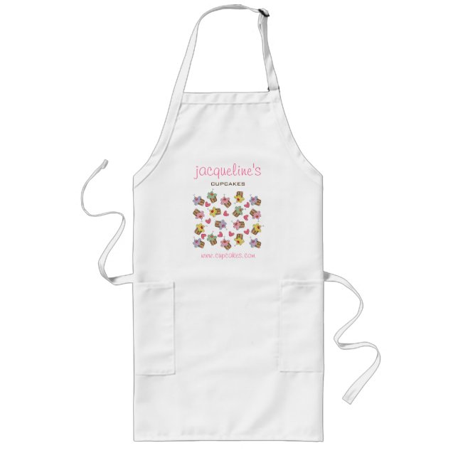 Sweet Cherry Cupcakes Confectionery Bakery Cute Long Apron (Front)