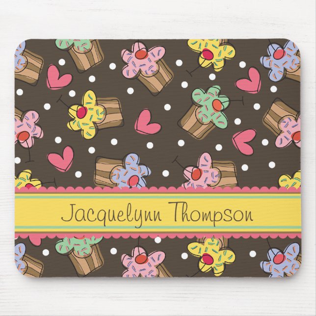 Sweet Cherry Cupcakes Confectionery Bakery Cute Mouse Mat (Front)