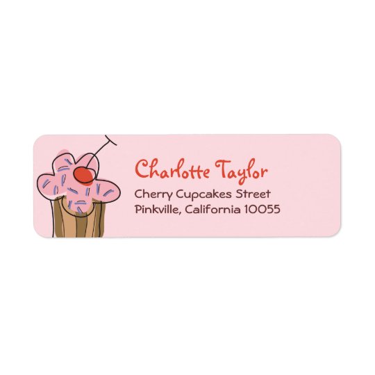 Sweet Cherry Cupcakes Confectionery Bakery Cute Return Address Label