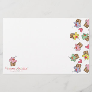 Sweet Cherry Cupcakes Confectionery Bakery Cute Stationery
