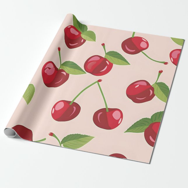 Sweet Cherry Delight Wrapping Paper (Unrolled)