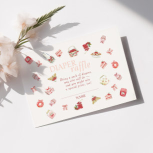 Sweet Cherry Dessert Watercolor Diaper Raffle Enclosure Card