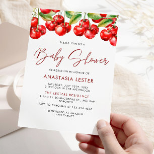 Sweet Cherry Girl Baby Shower Invitation