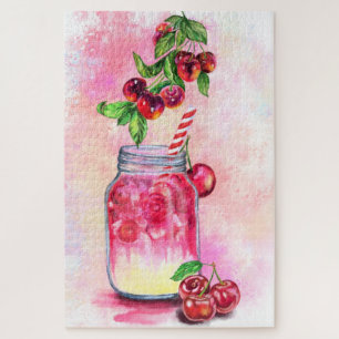Sweet Cherry Juice Drink Fruits Jigsaw Puzzle
