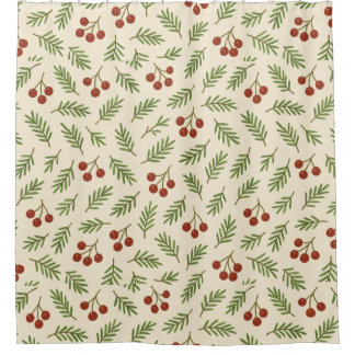 🍒 Sweet Cherry Natural Harmony Collection Shower Curtain