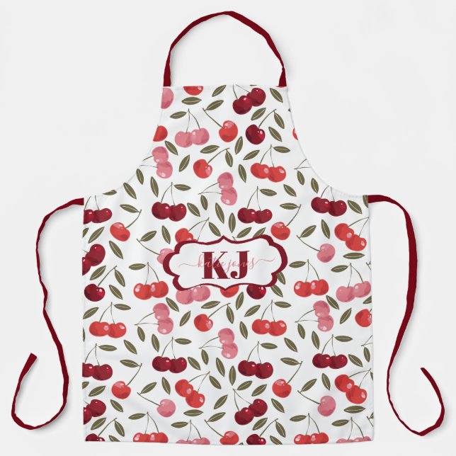 Sweet Cherry Pattern | Monogram Apron (Front)
