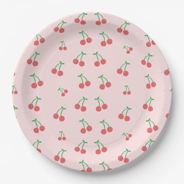 Sweet cherry pattern paper plate (Front)