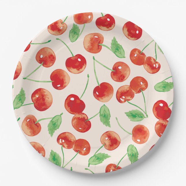 Sweet cherry pattern paper plate (Front)