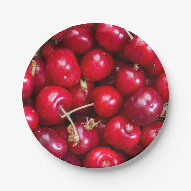 Sweet cherry pattern paper plate (Front)