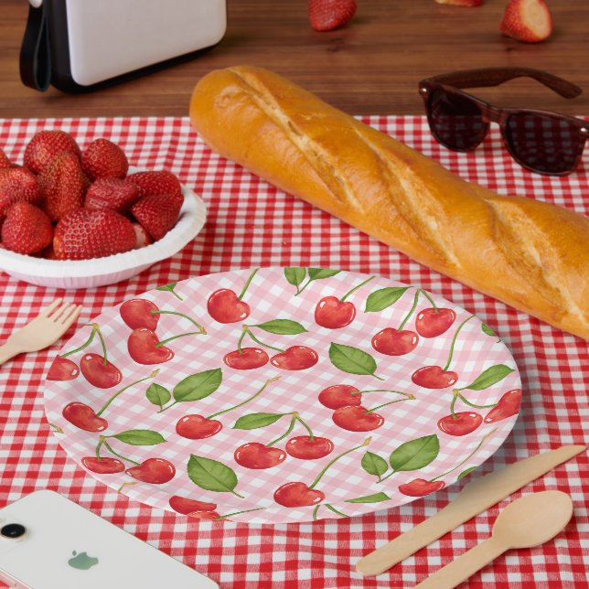 Sweet cherry pattern paper plate (Picnic)
