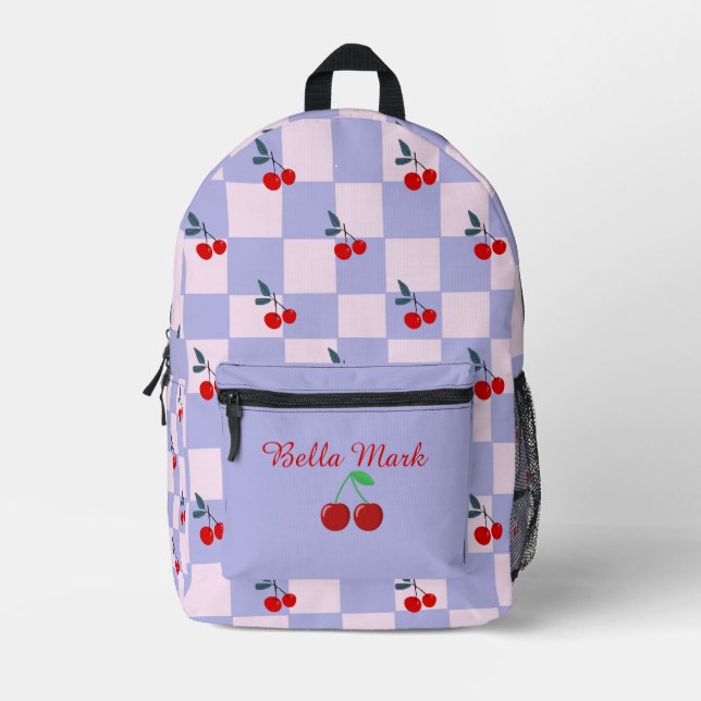 Sweet cherry pattern printed backpack (Front)