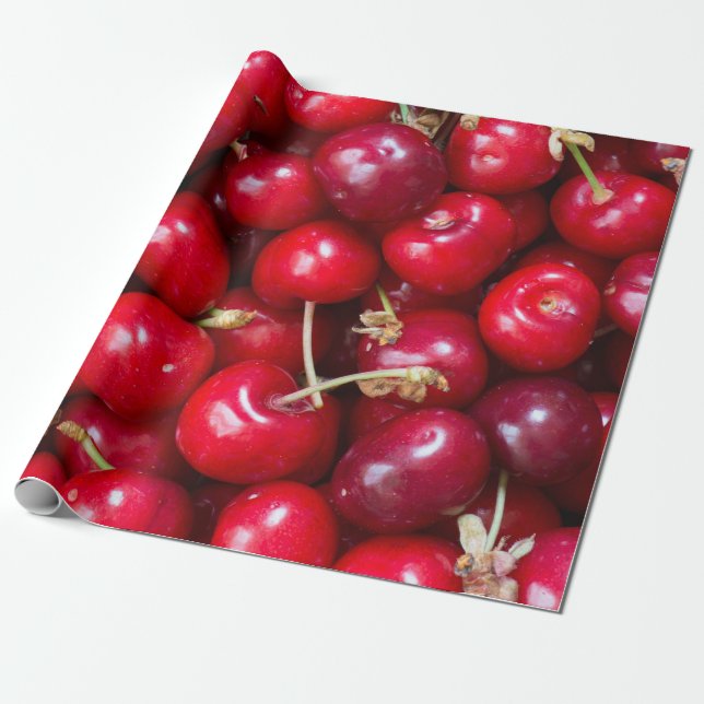 Sweet cherry pattern wrapping paper (Unrolled)