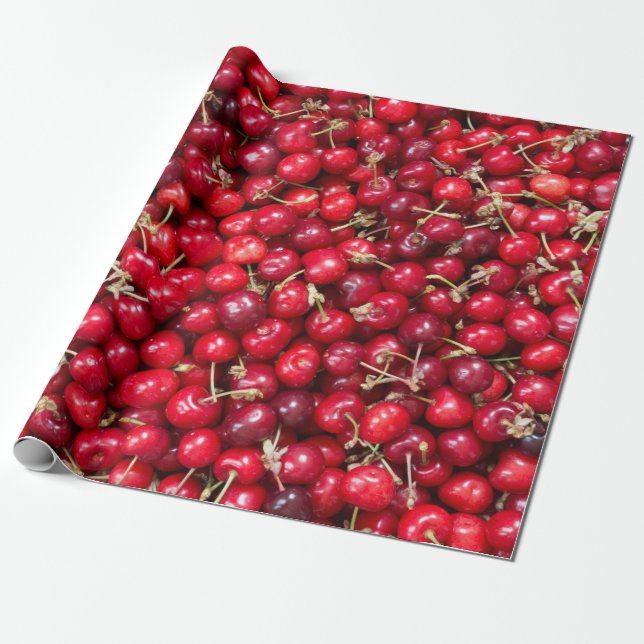 Sweet cherry pattern wrapping paper (Unrolled)